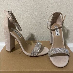 Steve Madden Tan Heels with Block Heel and Ankle Strap